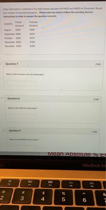 Using information contained in the table below