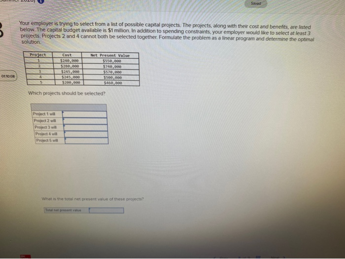 Saved B Your employer is trying to select from a