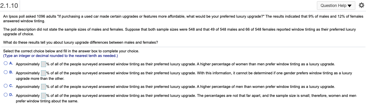 2.1.3 Question Help 0 The table to the right