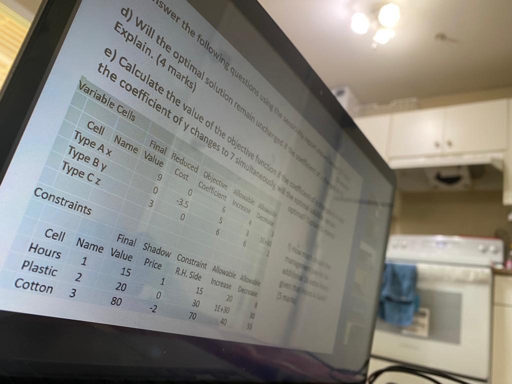 swer the following questions using the d) will