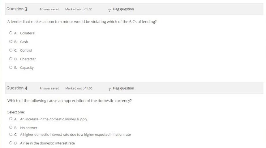 Question 1 Answer saved Marked out of 1.00 p Flag