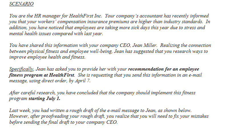 Your rough draft is missing a subject line. Write