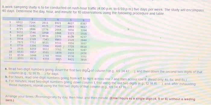 A work sampling study is to be conducted on