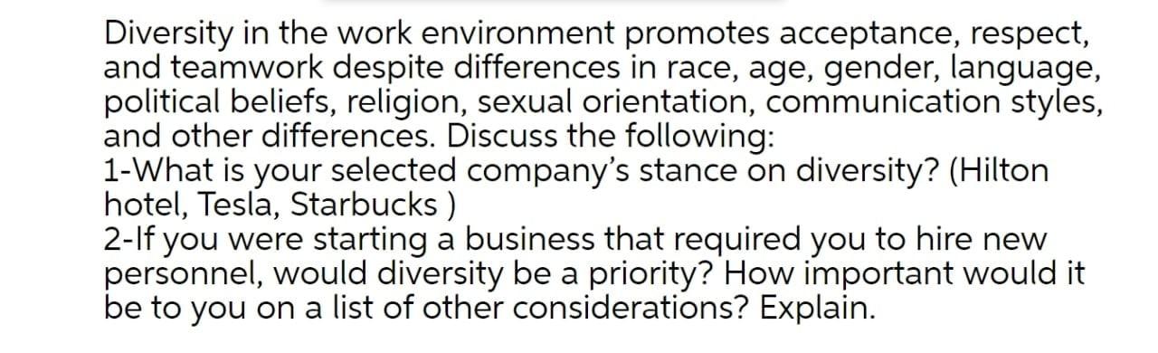 Diversity in the work environment promotes