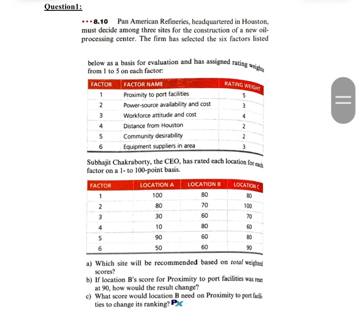 RATING WEIGHT = 3 4 4 2 2 below as a basis for