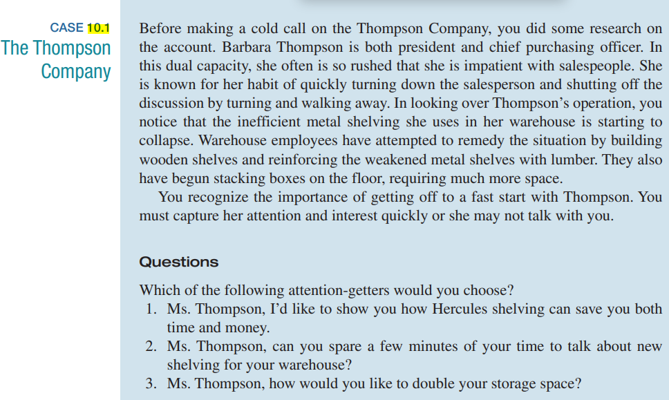CASE 10.1 The Thompson Company Before making a
