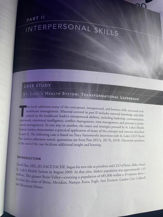 Questions 1-6 PART II INTERPERSONAL SKILLS CASE