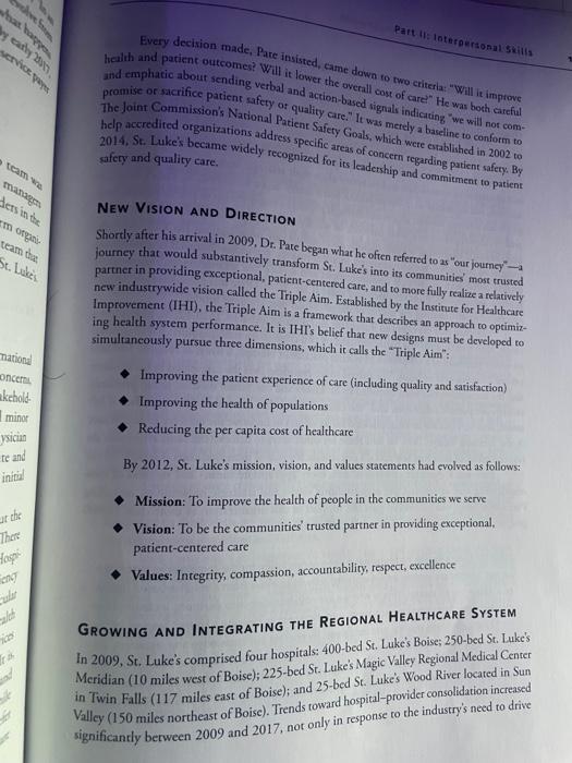 Questions 1-6 PART II INTERPERSONAL SKILLS CASE