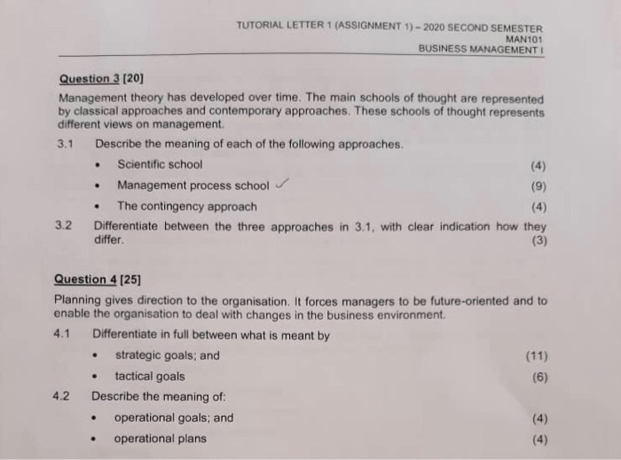question 3 and question 4 TUTORIAL LETTER 1
