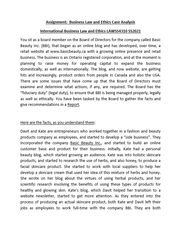 Based on the above case study, answer the