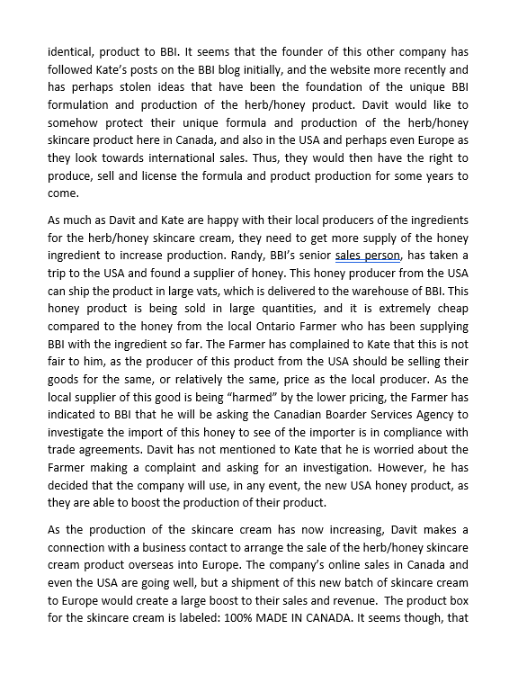 Based on the above case study, answer the