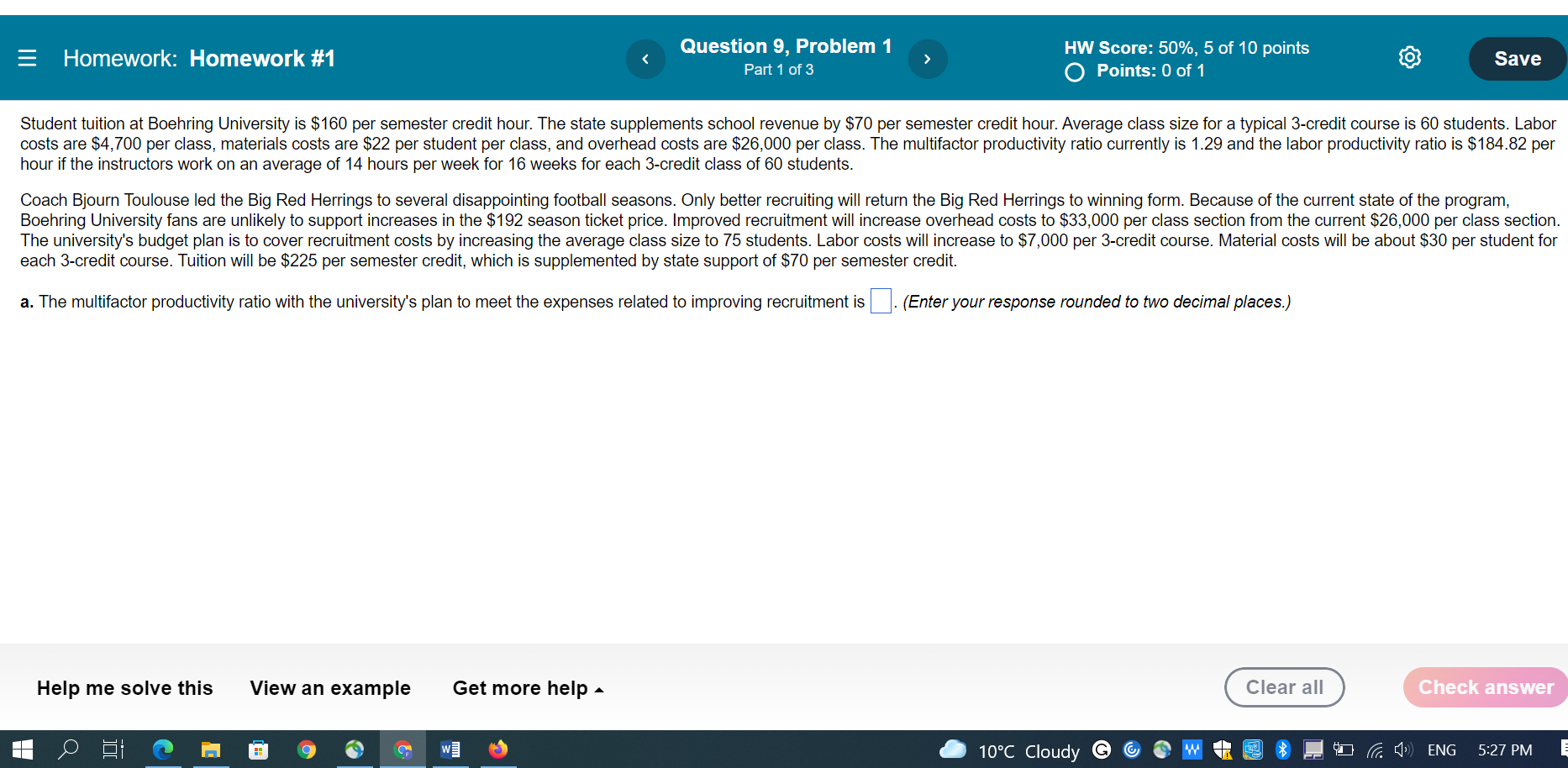 Homework: Homework #1 Question 9, Problem 1 Part