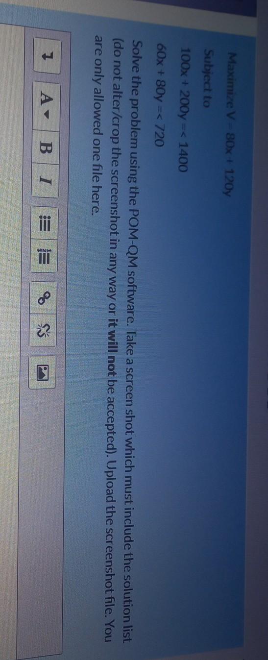 Maximize V 80x + 120y Subject to 100x + 200y = <