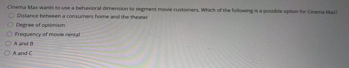 Cinema Max wants to use a behavioral dimension to