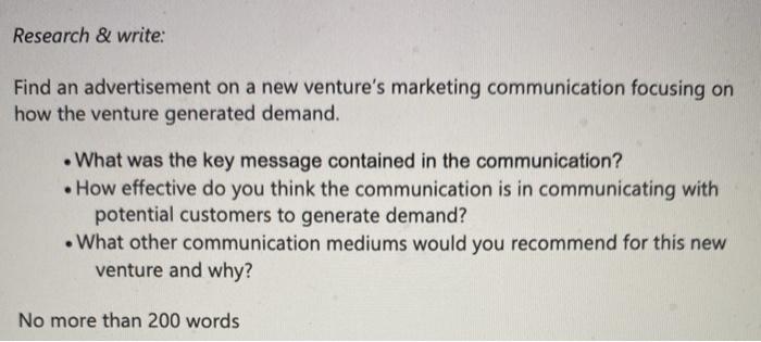 Research & write: Find an advertisement on a new