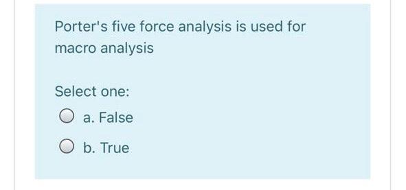 Porter's five force analysis is used for macro