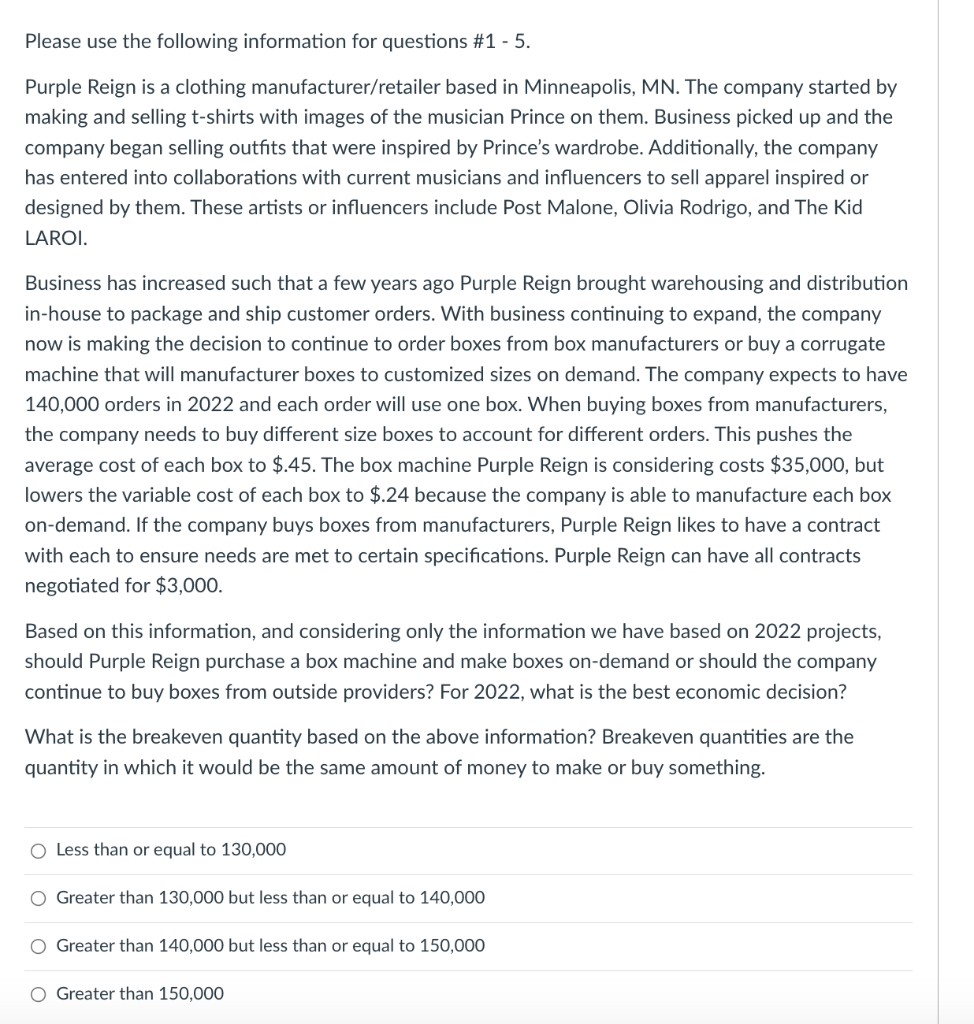 Please answer 2-4, use information from #1 to