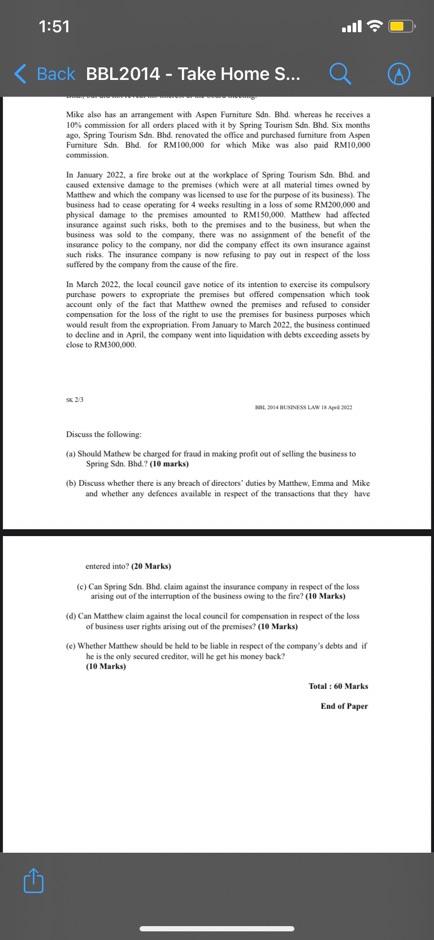 1:51 Back BBL 2014 - Take Home S... QUESTION