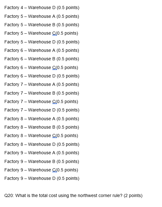 Part 3: Transportation Problem Solve the problem