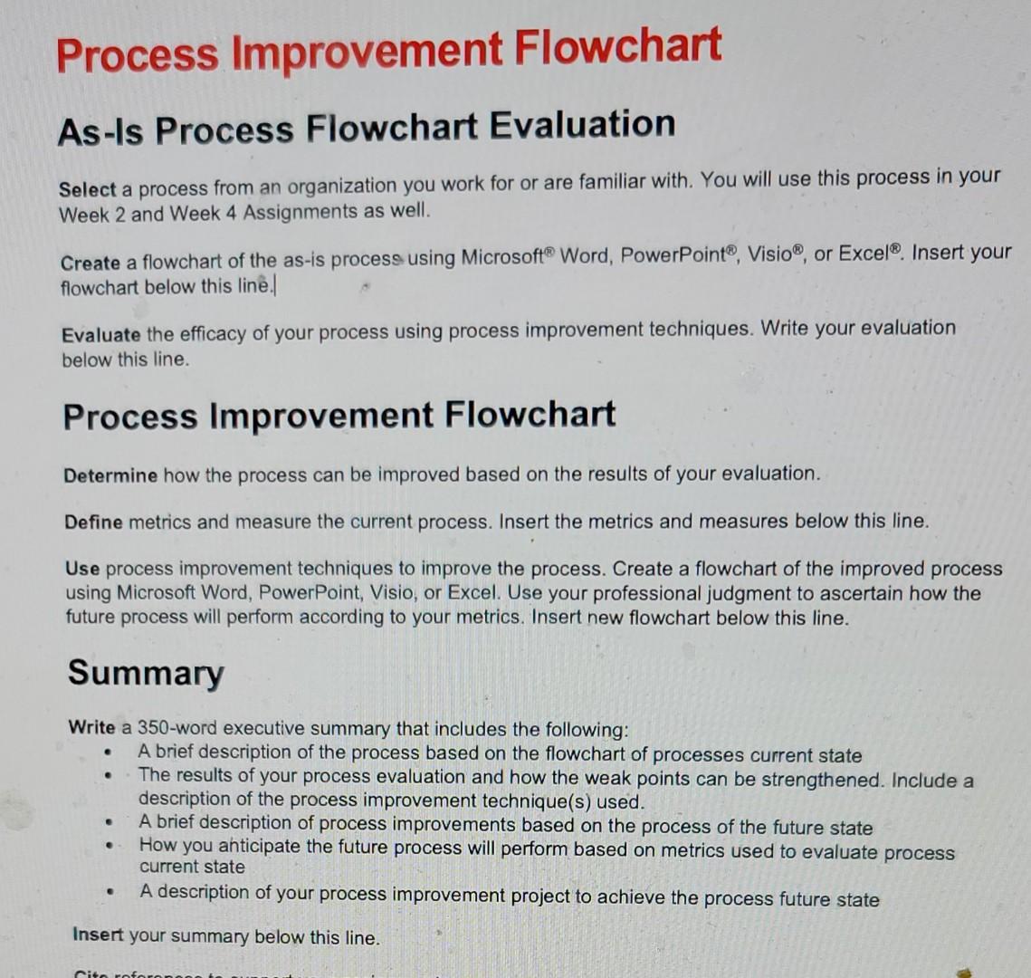 Process Improvement Flowchart As-Is Process