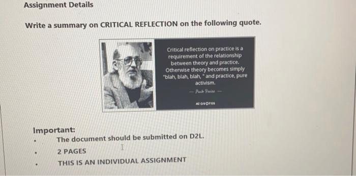 Assignment Details Write a summary on CRITICAL