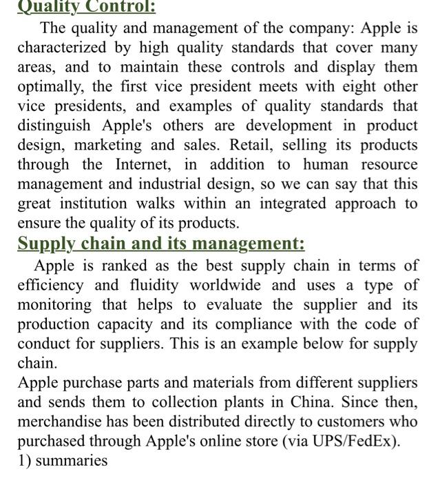 Quality Control: The quality and management of