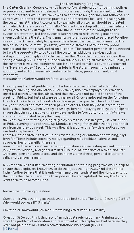 The New Training Program The Carter Cleaning