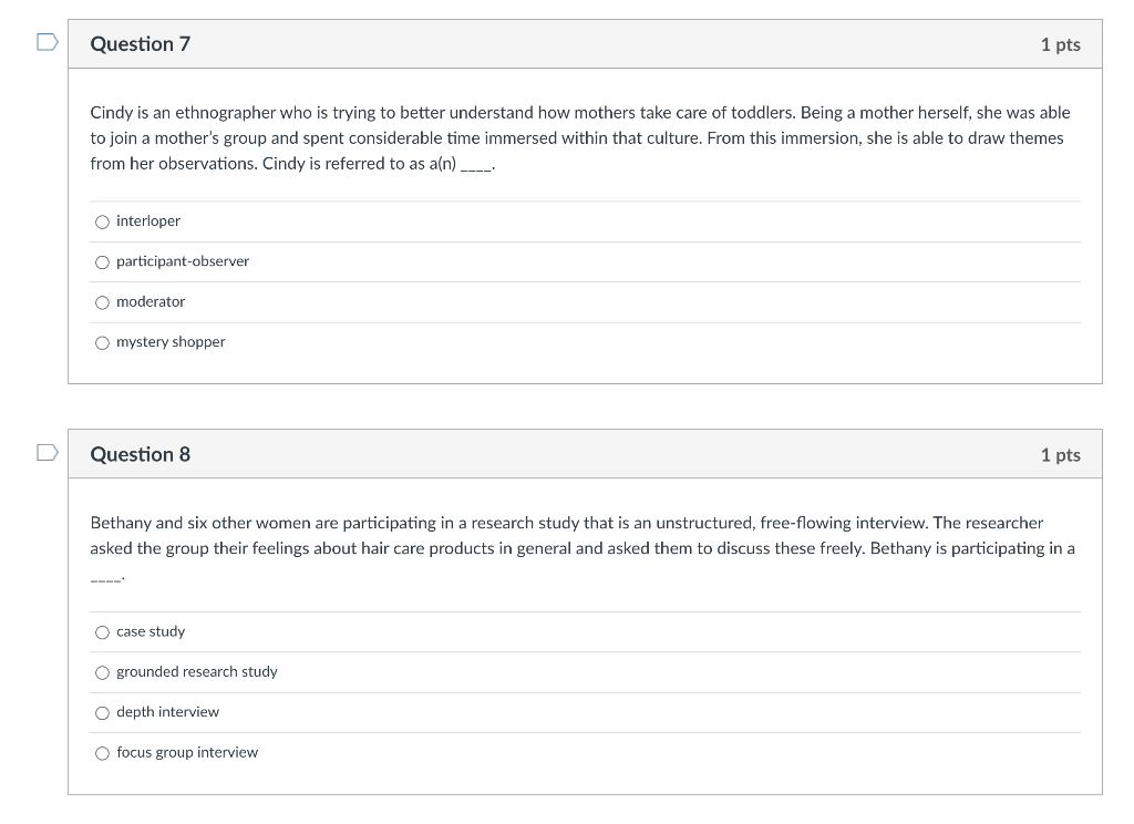 Question 5 1 pts When planning a study, the