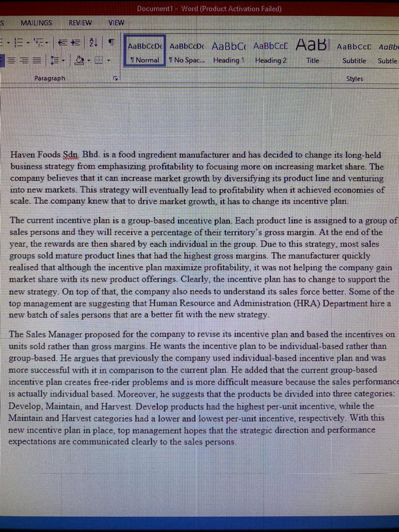 BASED ON THE ABOVE CASE STUDY, ANSWER THE