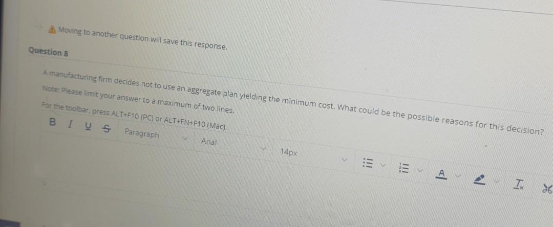 Moving to another question will save this