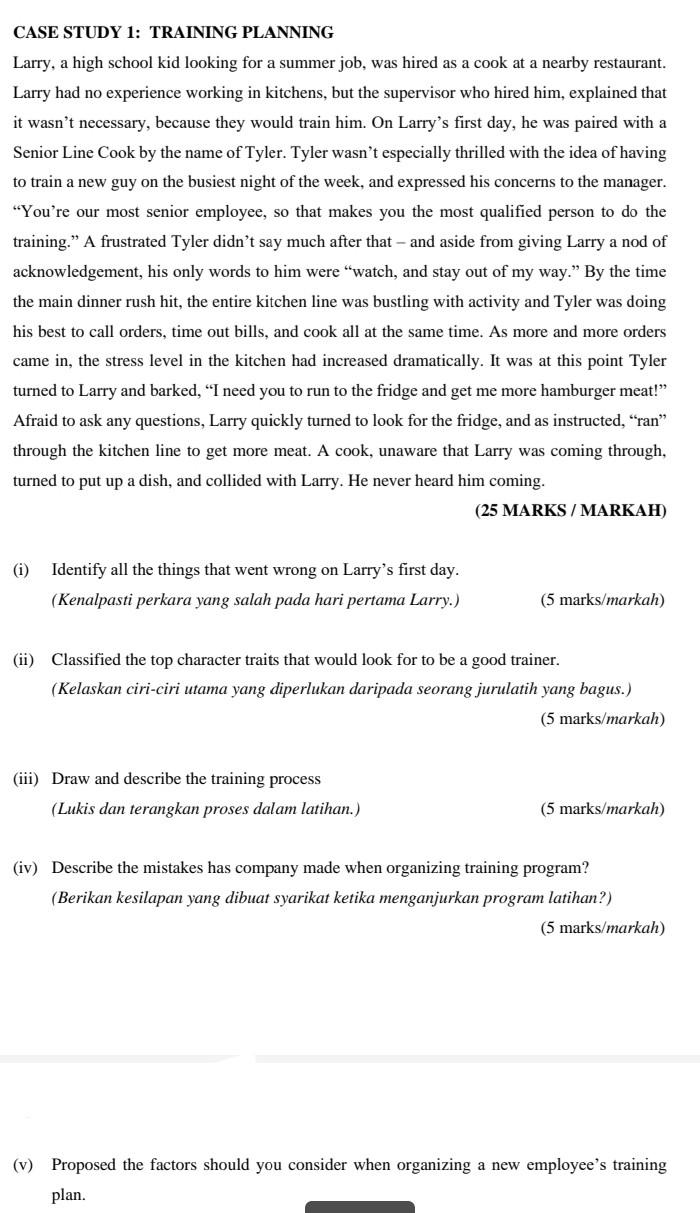 Training development management subject CASE