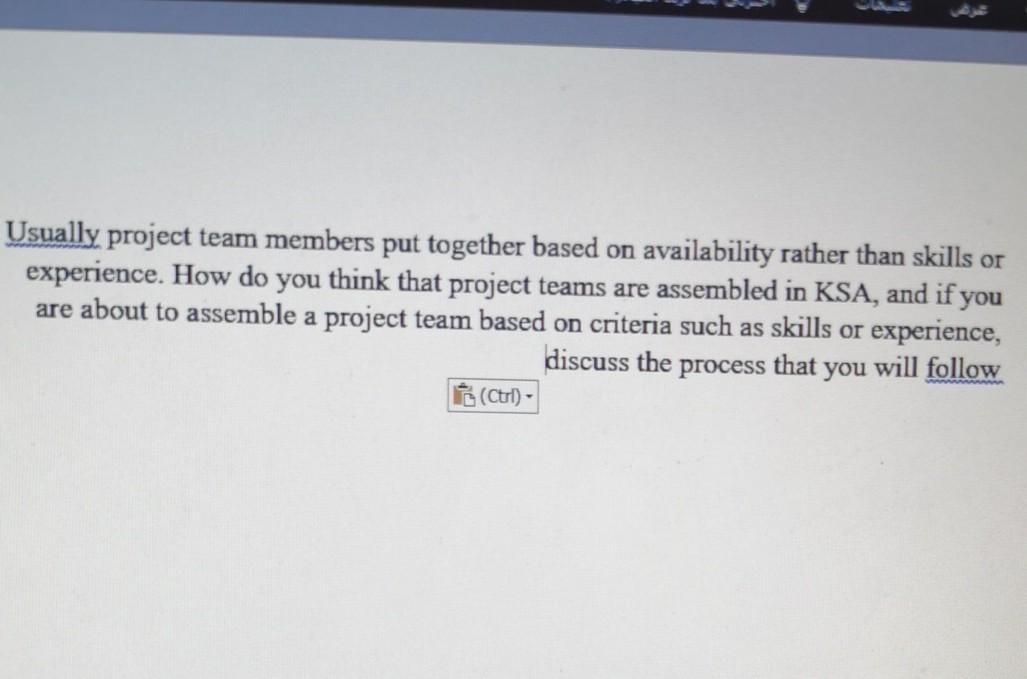 Usually project team members put together based