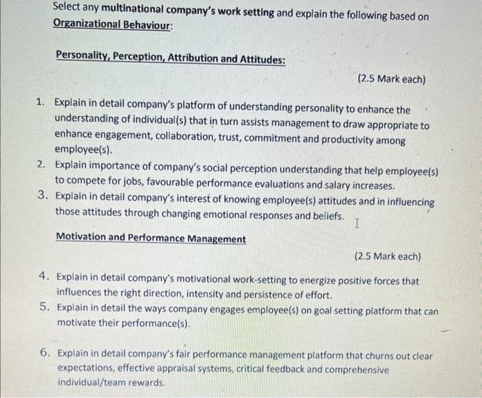 please answer it asap Select any multinational