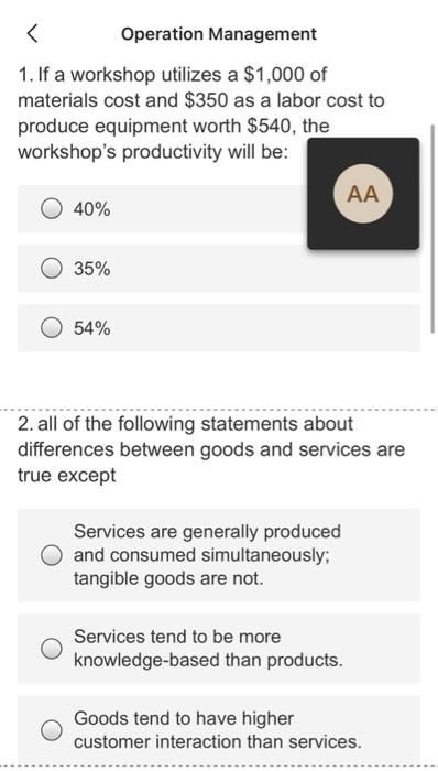 operation managament < Operation Management 1. If