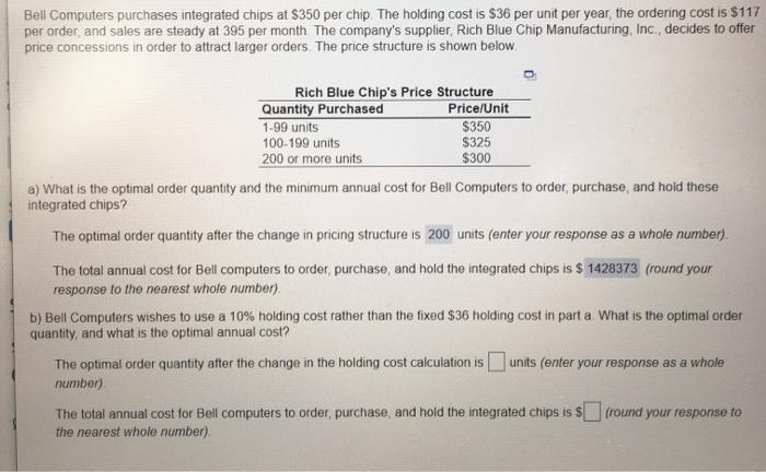 Bell Computers purchases integrated chips at $350