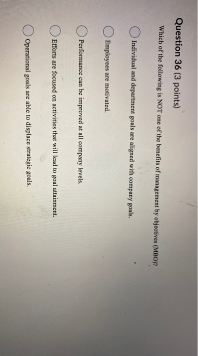 please help Question 35 (3 points) Strategy