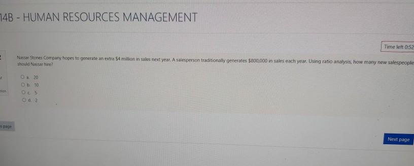 14B - HUMAN RESOURCES MANAGEMENT Time left 0:52