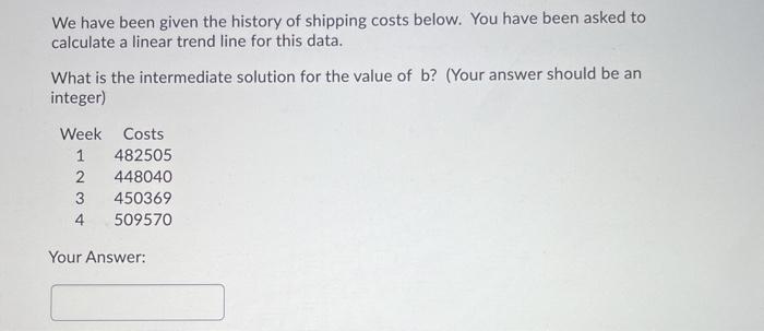 We have been given the history of shipping costs