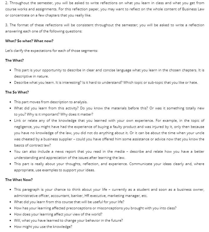 2. Throughout the semester, you will be asked to