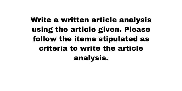 Write a written article analysis using the