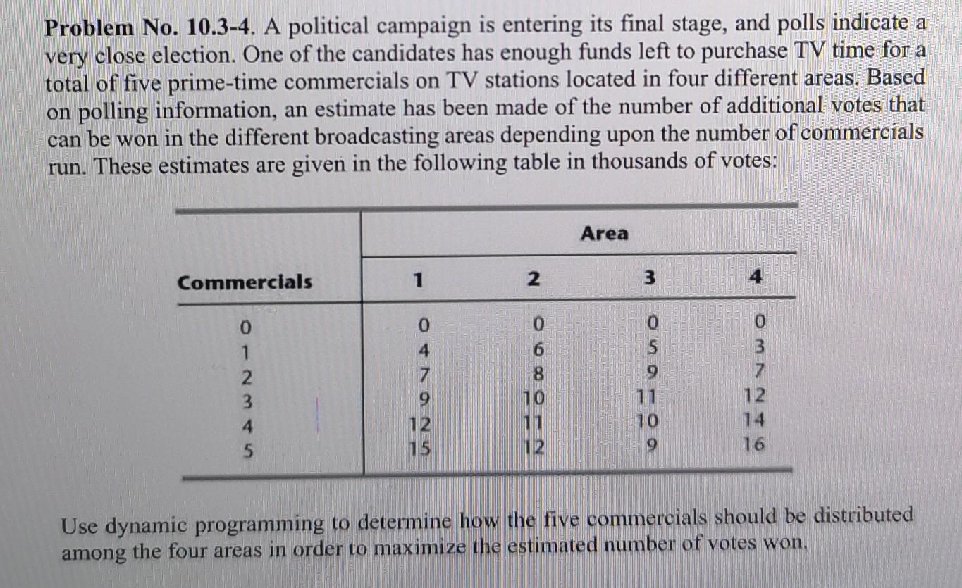solve this manually, please Problem No. 10.3-4. A