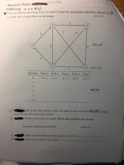 Shortest Path - EXERCISE 12.3.4 #3) Find the