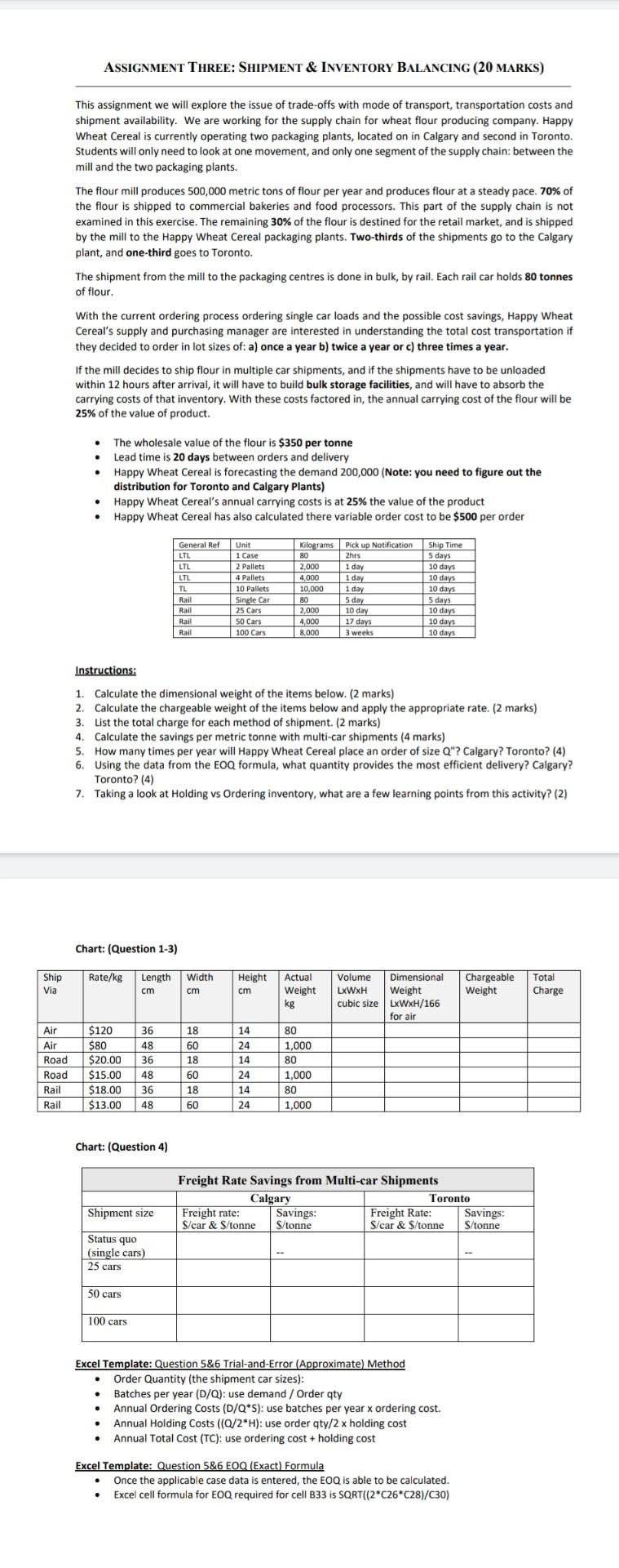 chart 4 has to be answered. ASSIGNMENT THREE:
