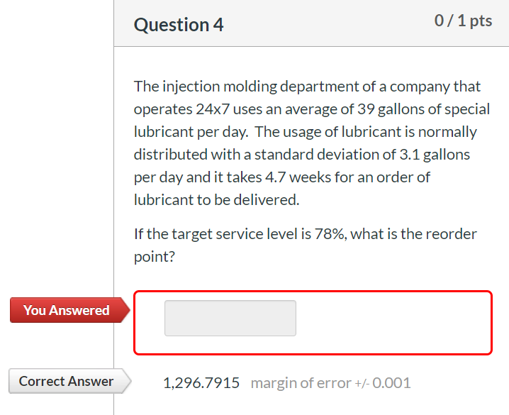 Show formula and steps please. Question 2 0/1 pts