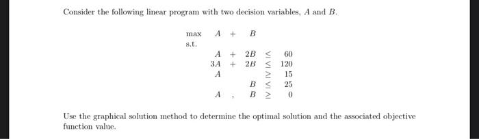Consider the following linear program with two