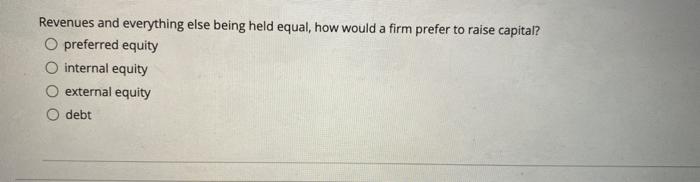 Revenues and everything else being held equal,