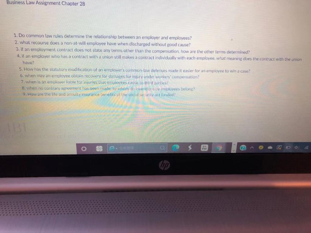 Could you answer these questions? Business Law