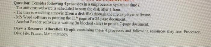 Question: Consider following 4 processes in a