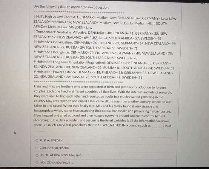 Use the following data to answer the next