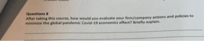 Questions & After taking this course, how would